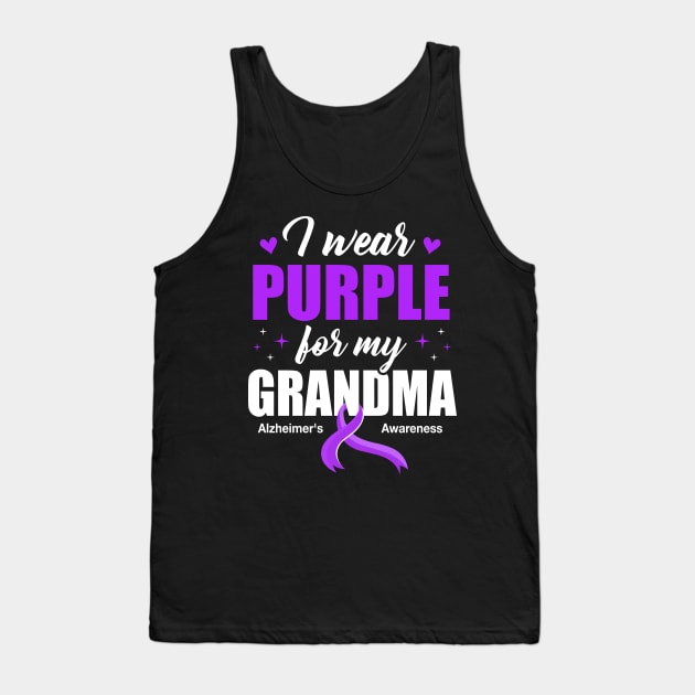 Support I Wear Purple For My Grandma Alzheimer's Awareness Tank Top by James Green